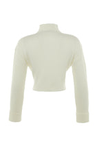 Ekru Crop Yumuşak Dokulu Dik Yaka Triko Hırka TWOAW22HI0174