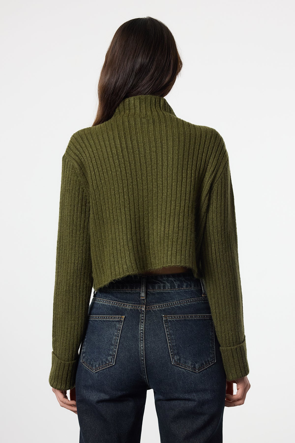 Haki Crop Yumuşak Dokulu Dik Yaka Triko Hırka TWOAW22HI0174