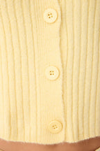 Sarı Crop Yumuşak Dokulu Dik Yaka Triko Hırka TWOAW22HI0174