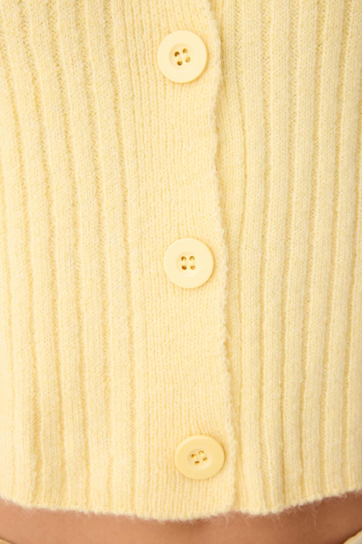 Sarı Crop Yumuşak Dokulu Dik Yaka Triko Hırka TWOAW22HI0174