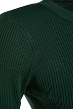 Zümrüt Yeşili Midi Triko Bisiklet Yaka Elbise TWOAW21EL0422