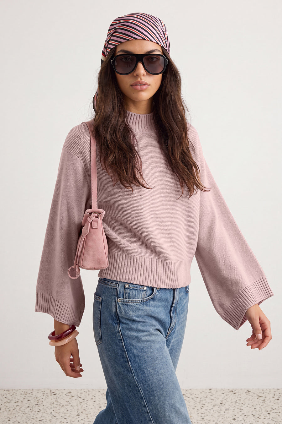 Powder Relaxed Fit Flared Sleeve Knit Jumper
