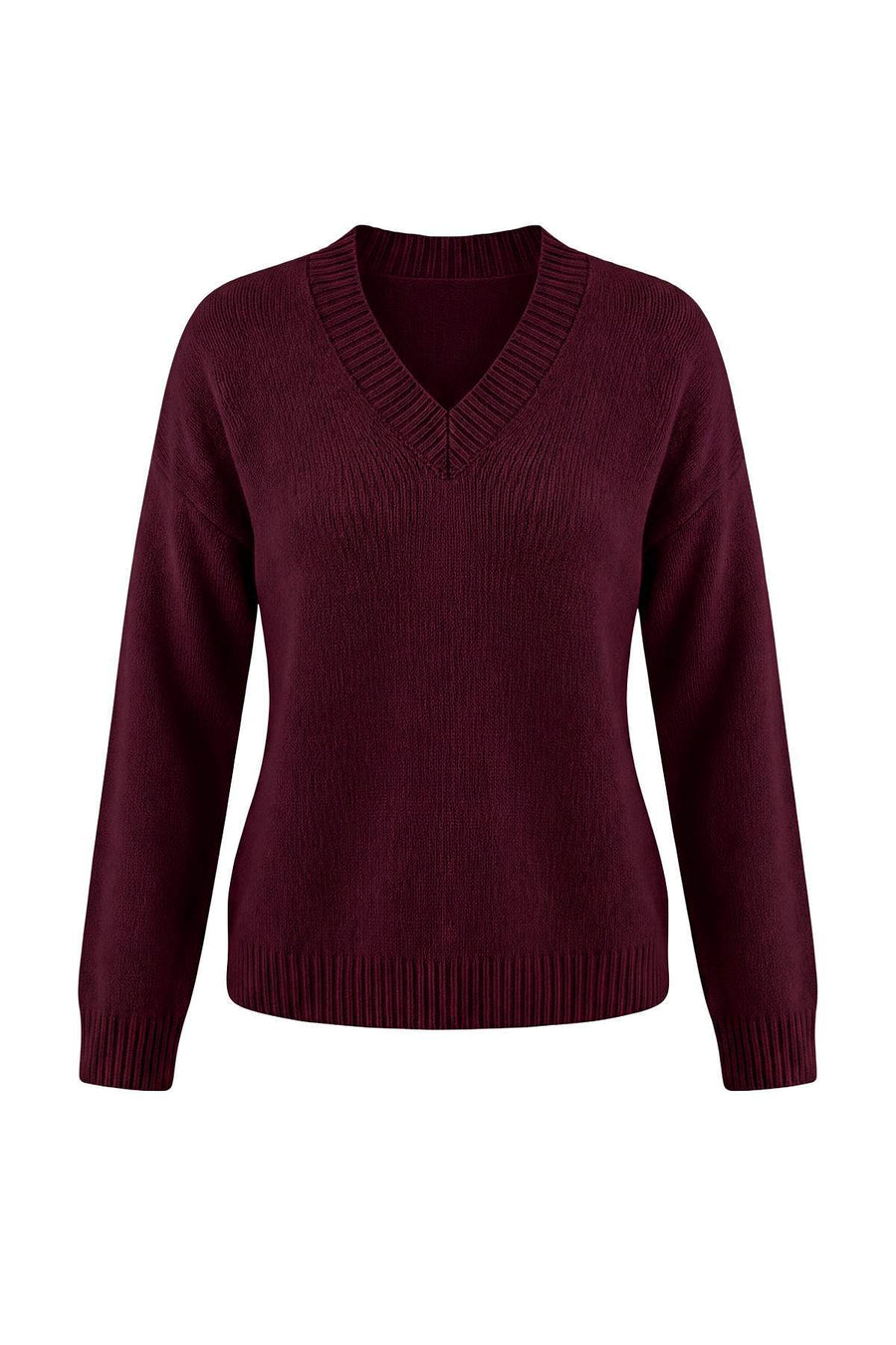 Wardrobe Essentials Burgundy Basic Relaxed Fit Soft Textured Knit Jumper
