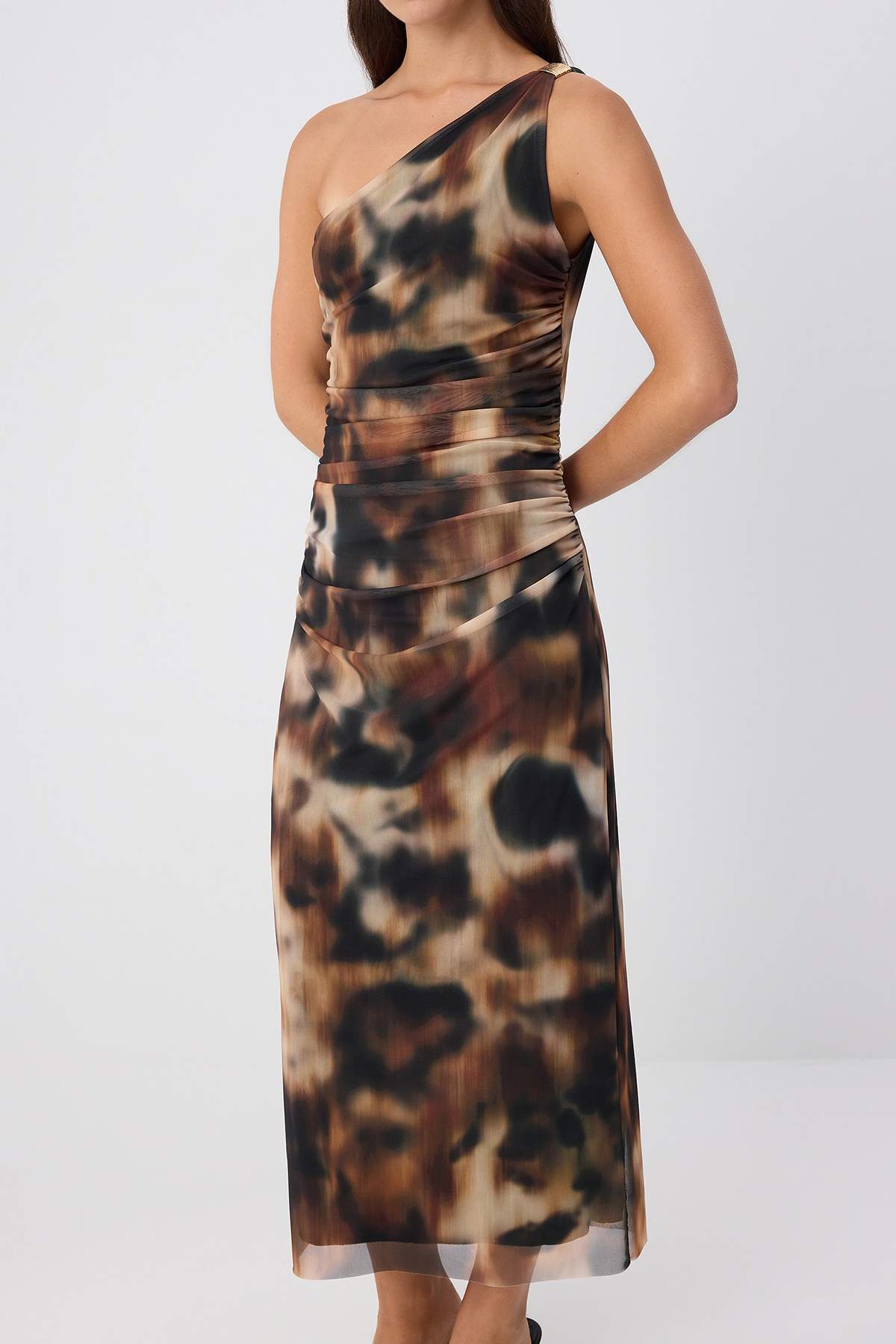 Multicolour*001 Abstract Accessory Detailed Midi Knit Dress
