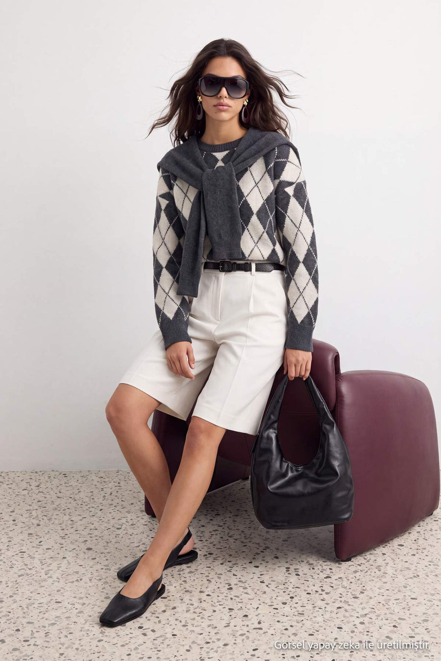 Charcoal Soft Textured Relaxed Fit Shawl Knitwear Jumper