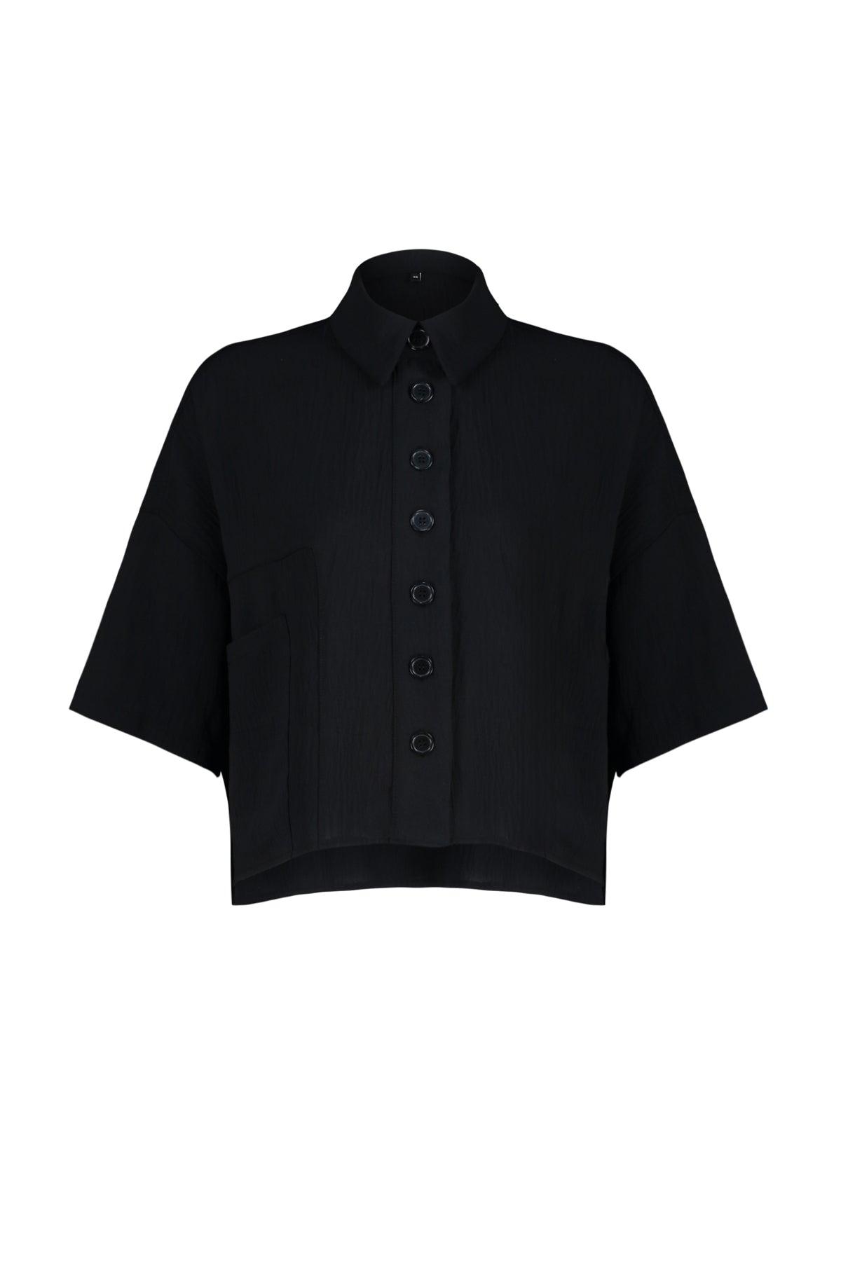 Black oversized relaxed fit cut-in sleeve woven shirt