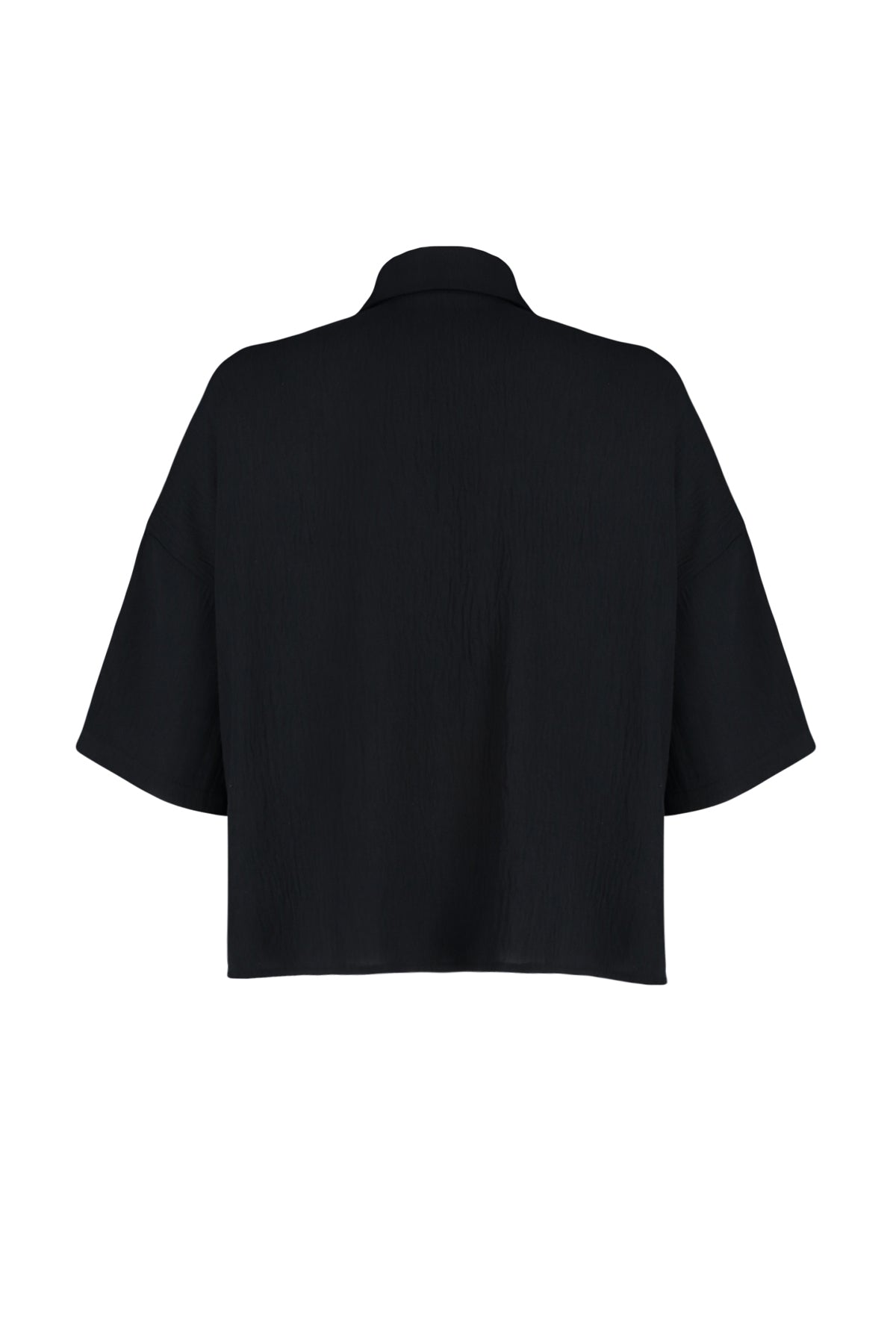 Black oversized relaxed fit cut-in sleeve woven shirt