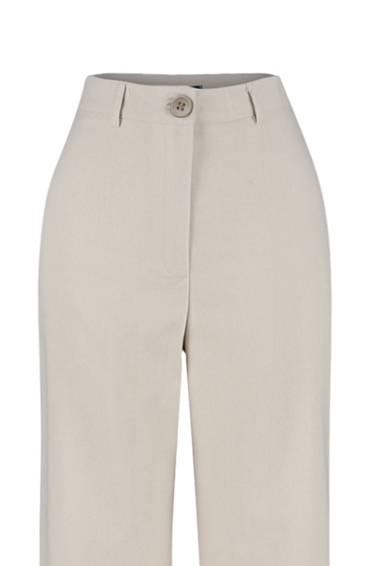 Beige Wide Leg High Waist Woven Fabric Trousers