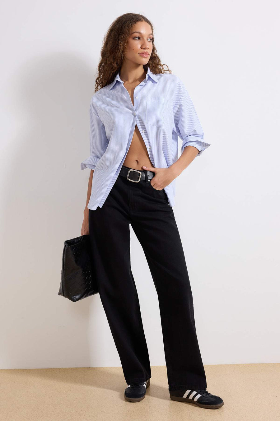 Black High Waist Baggy 100% Cotton Non-Stretch Jeans