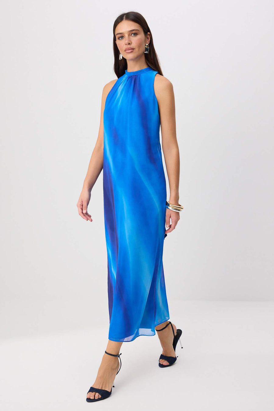Multicolour Abstract Straight Cut Maxi Woven Dress