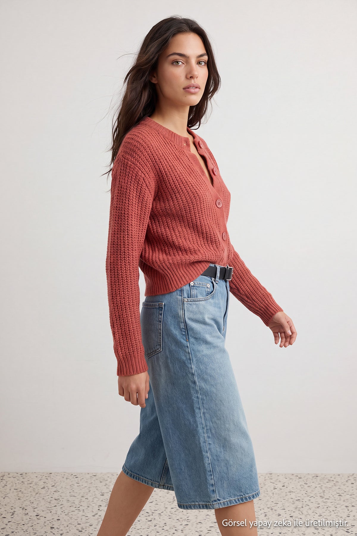 Wardrobe Essentials كارديغان تريكو أساسي وردي باهت نسيج ناعم
