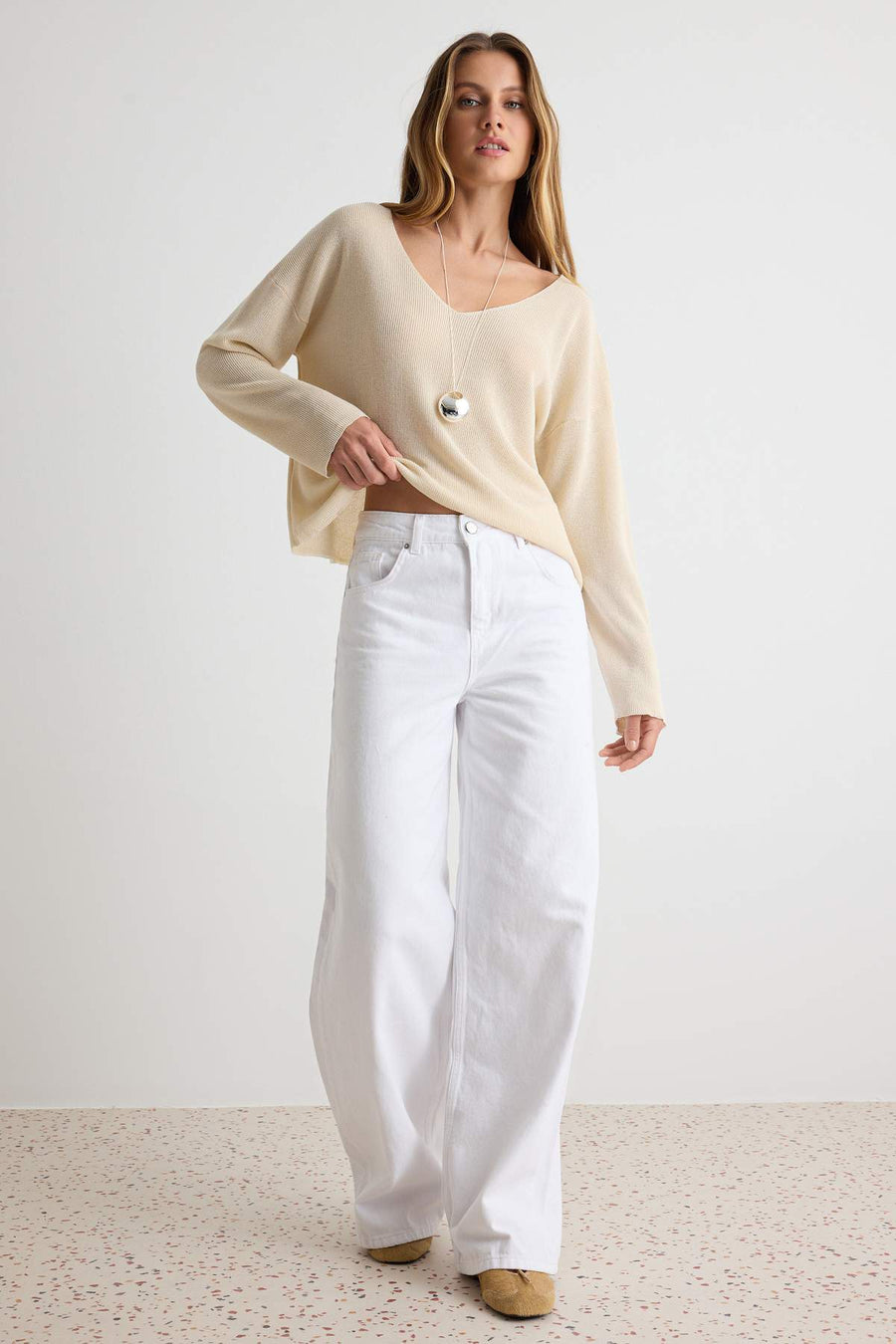 White High Waist Extra Wide Leg Loose Fit 100% Cotton Jeans