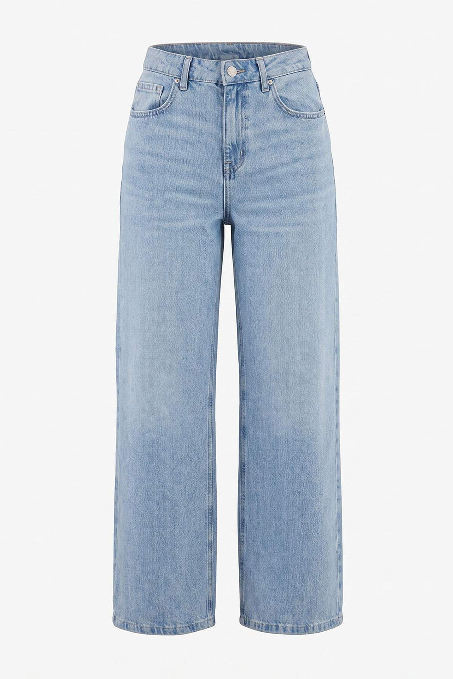Premium Light Blue Tencel Blend Regular Waist Wide Leg Jeans