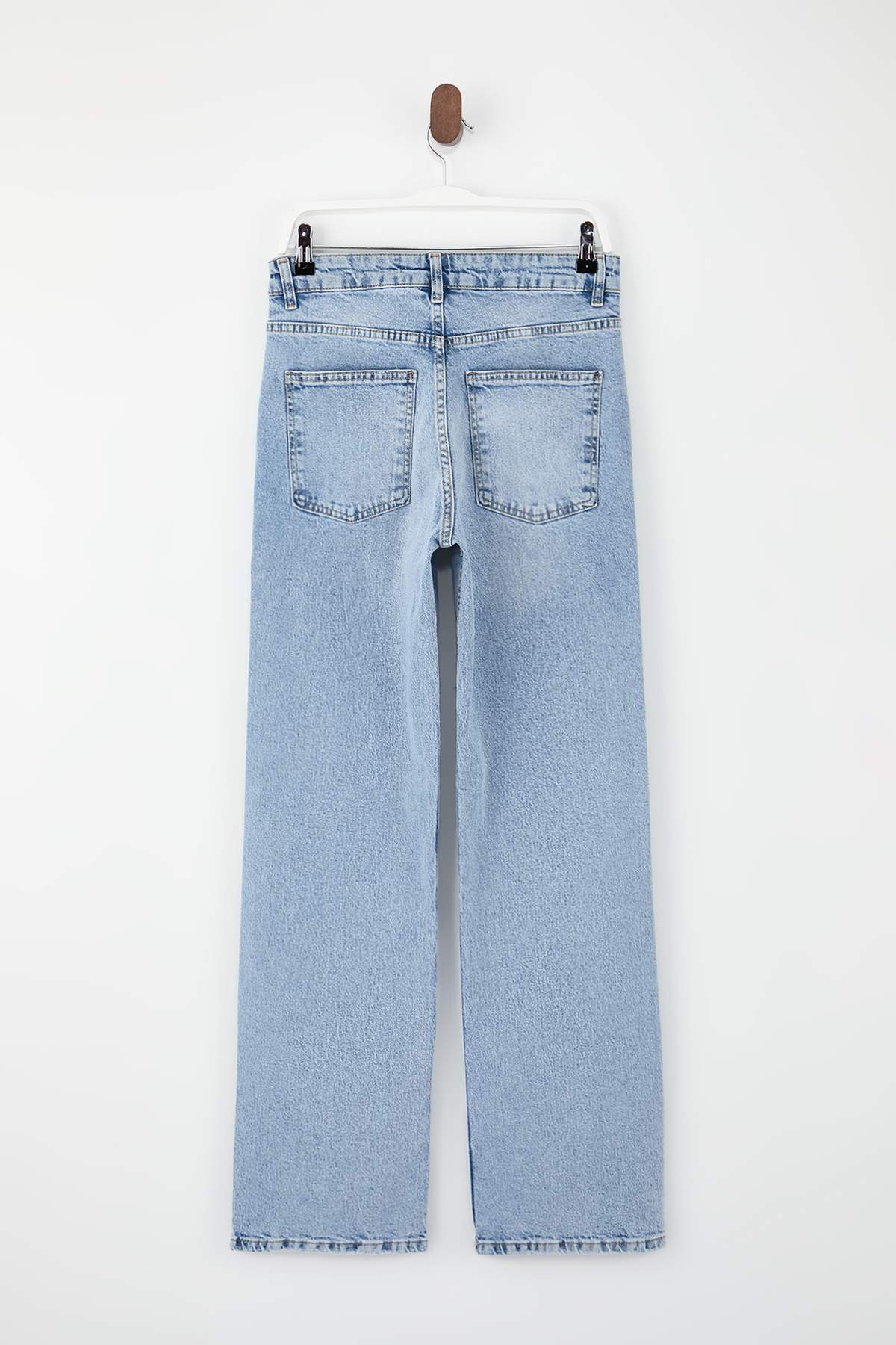 Blue High Waist 100% Cotton Wide Leg Jeans