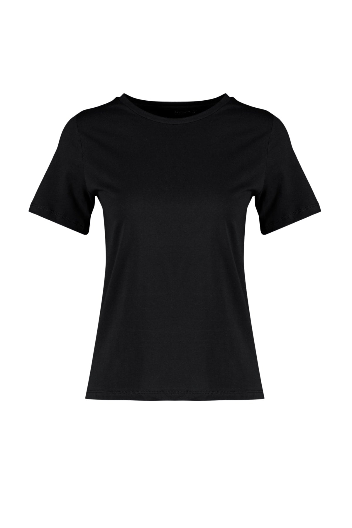 Black 100% cotton basic crew neck knit t-shirt