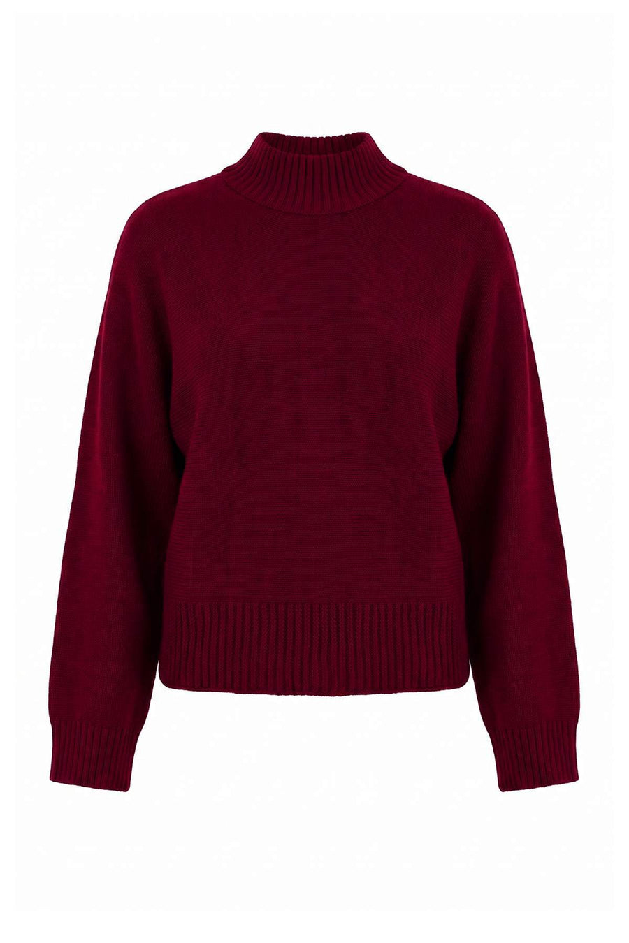 Burgundy Relaxed Fit Flared Sleeve Knit Jumper