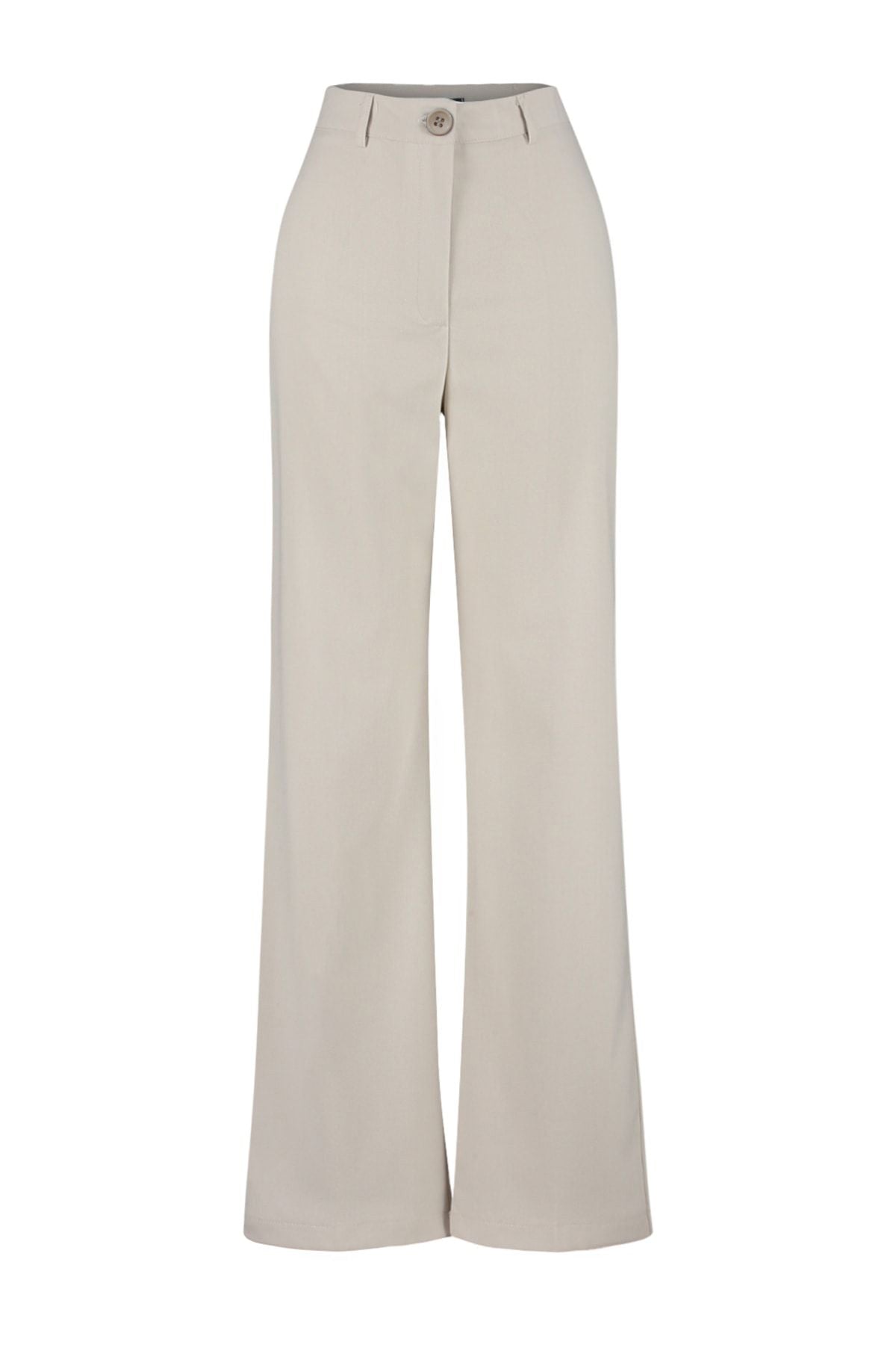 Beige Wide Leg High Waist Woven Fabric Trousers