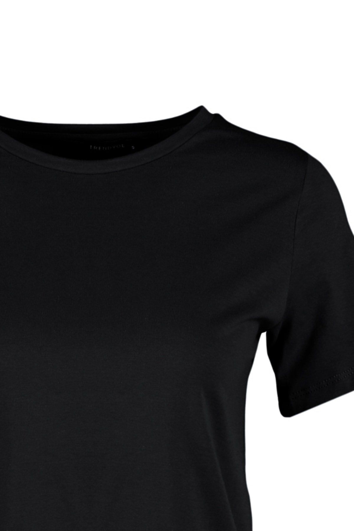 Black 100% cotton basic crew neck knit t-shirt