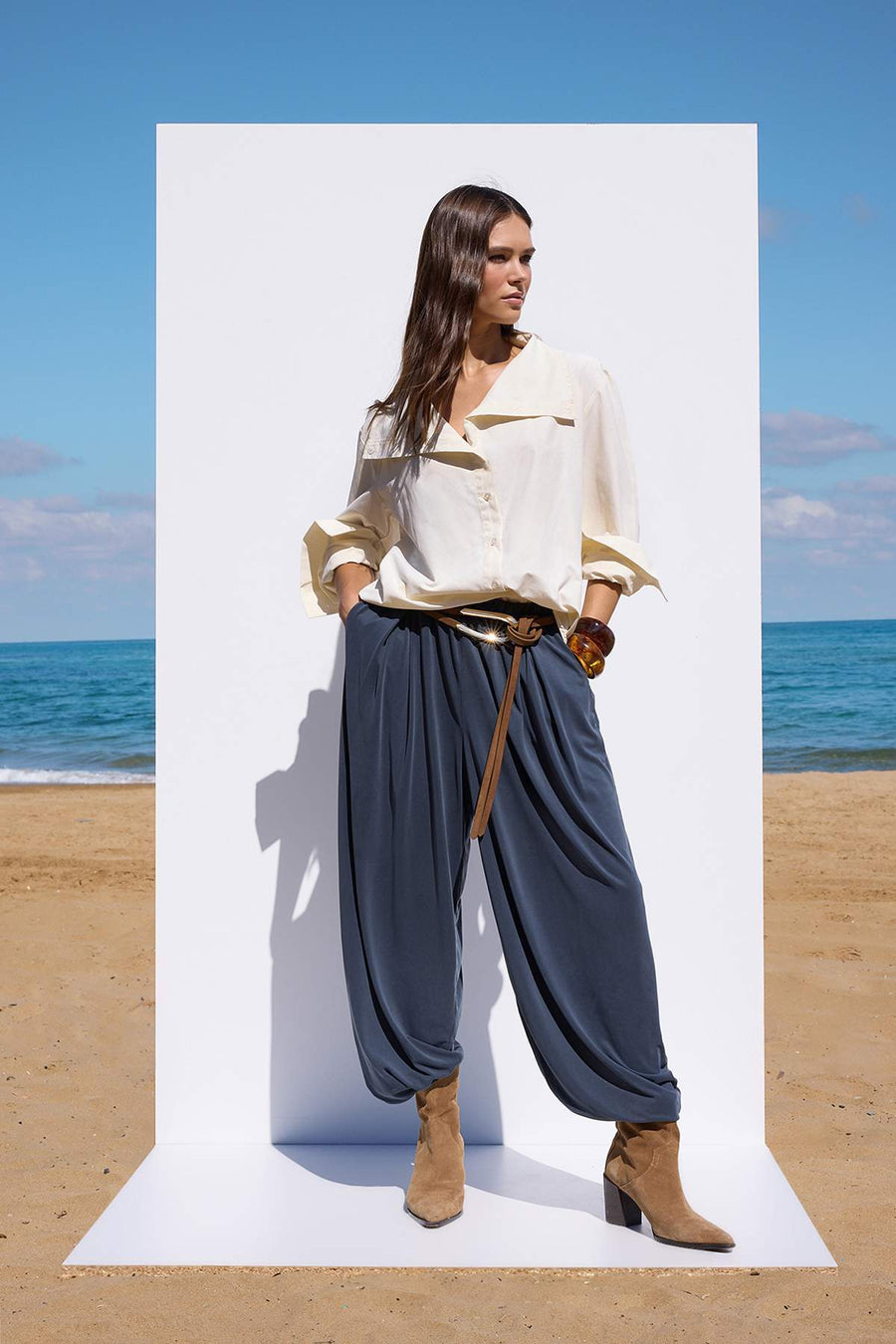 More Sustainable Charcoal Blend Carrot/Harem Modal Premium Knit Trousers