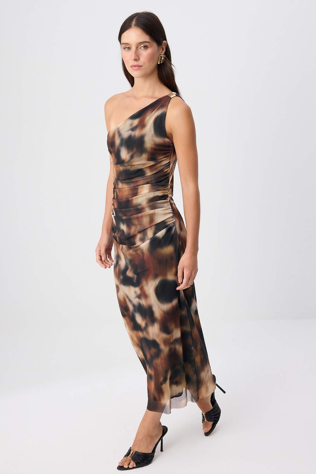Multicolour*001 Abstract Accessory Detailed Midi Knit Dress