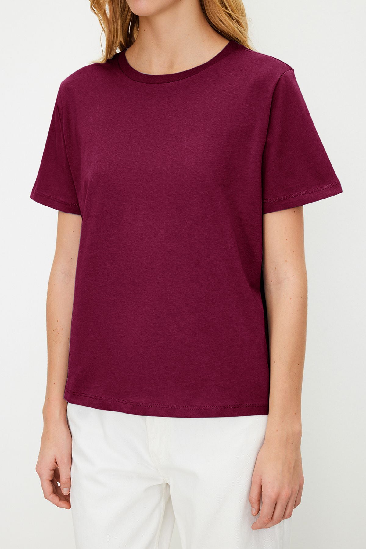 Black 100% cotton basic crew neck knit t-shirt