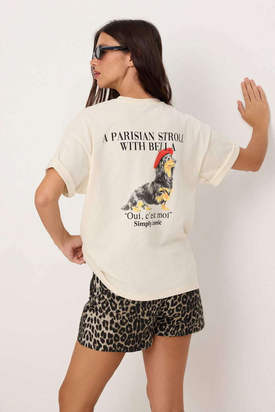 Ecru Print Oversized/Relaxed Fit Short Sleeve Knit T-Shirt