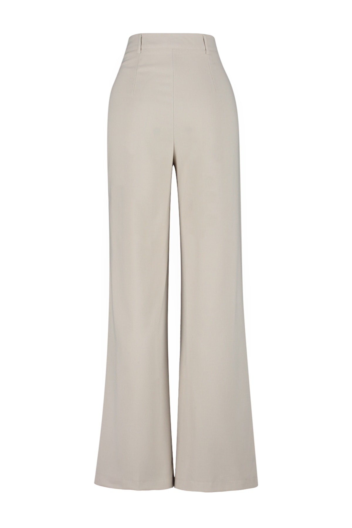 Beige Wide Leg High Waist Woven Fabric Trousers
