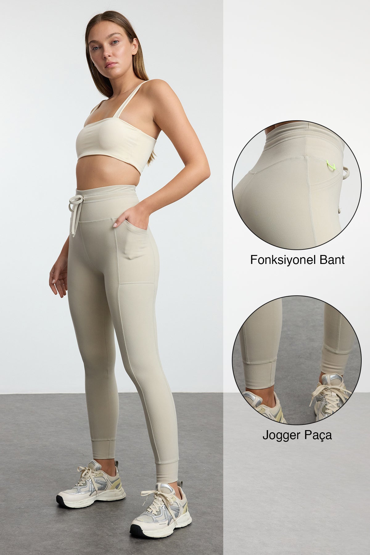 ليغنز رياضي تريكو بنّي بطول كامل بتفاصيل جيوب وربطة من قماش ناعم مبروش
