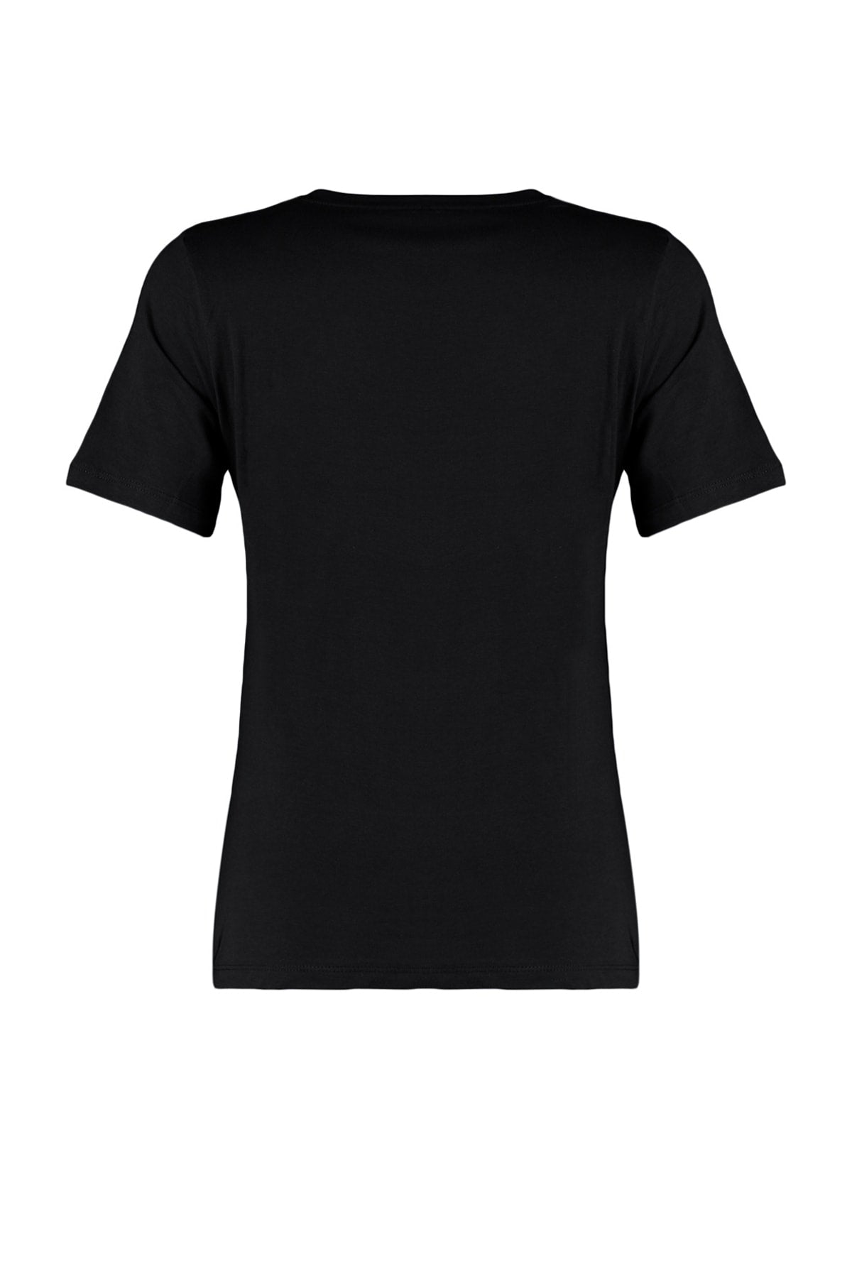 Black 100% cotton basic crew neck knit t-shirt