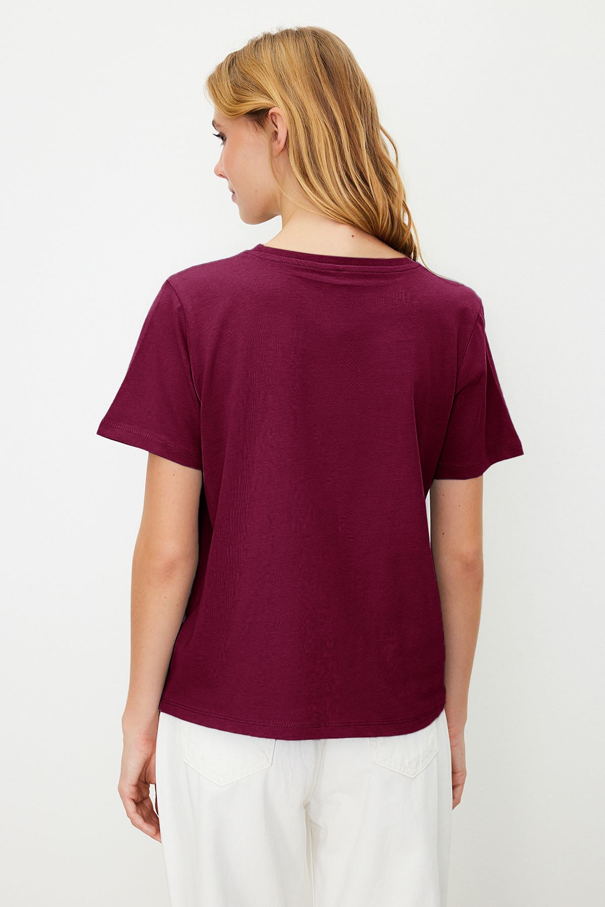 Black 100% cotton basic crew neck knit t-shirt