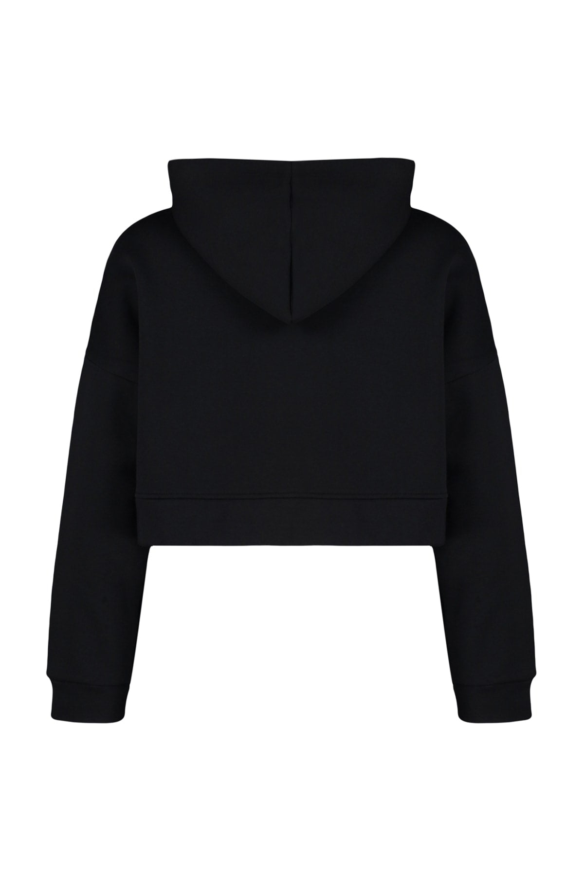 Black Basic Zipped Hooded Cropped Thick Fleece-Lined Knit Cardigan/Sweatshirt