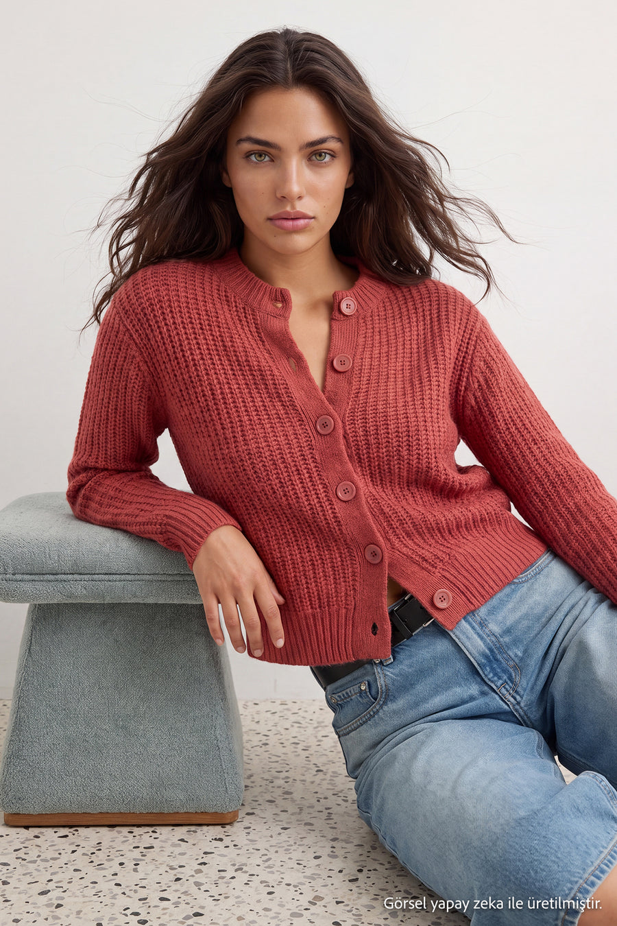 Wardrobe Essentials Dusty Rose Soft Textured Basic Knit Cardigan