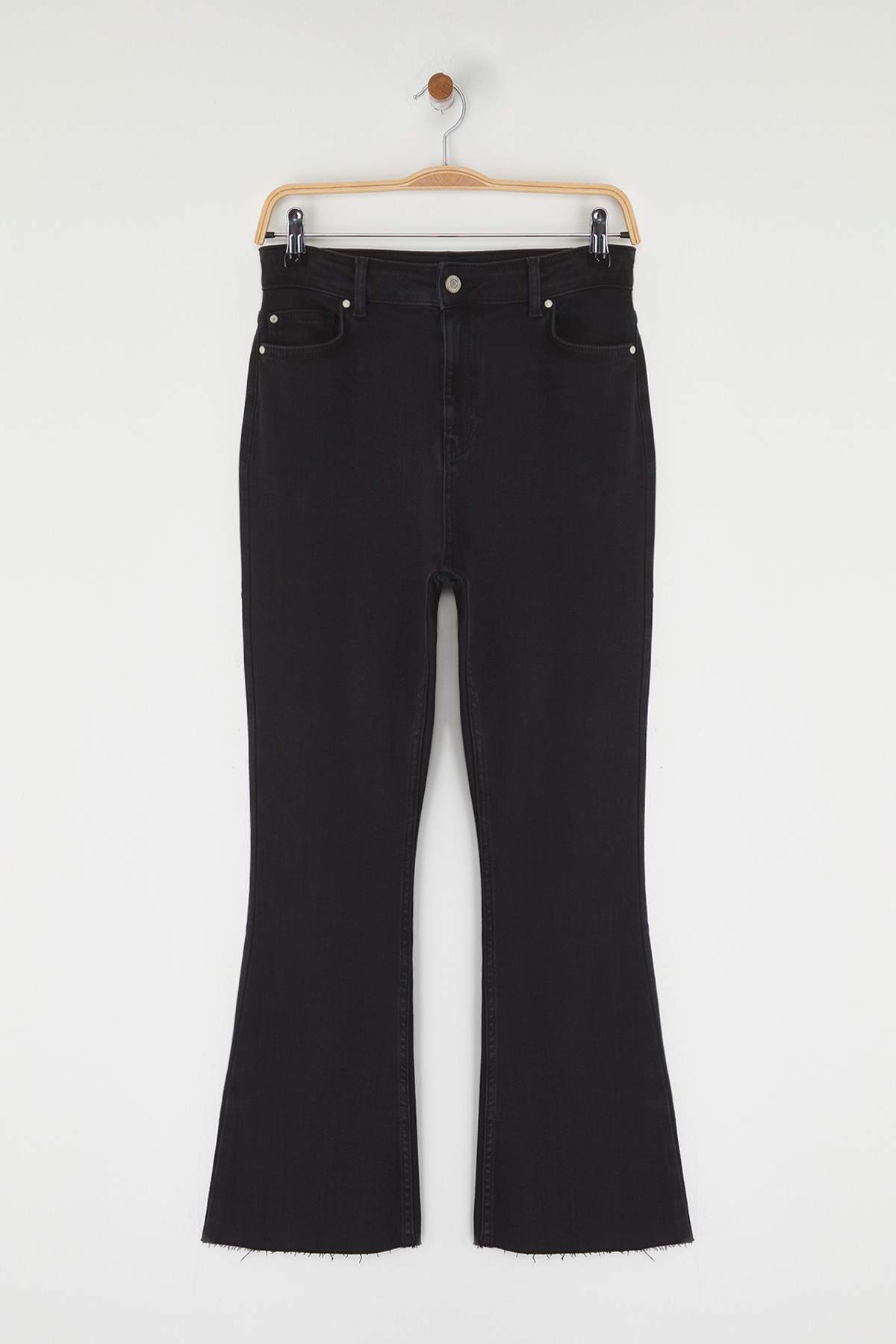 Charcoal High Waist Comfort/Stretch Cropped Flare Ankle Length Jeans
