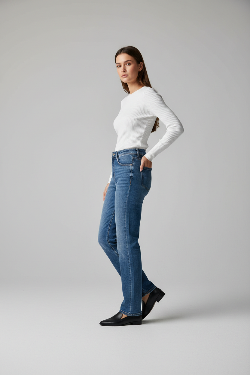 women jeans on model