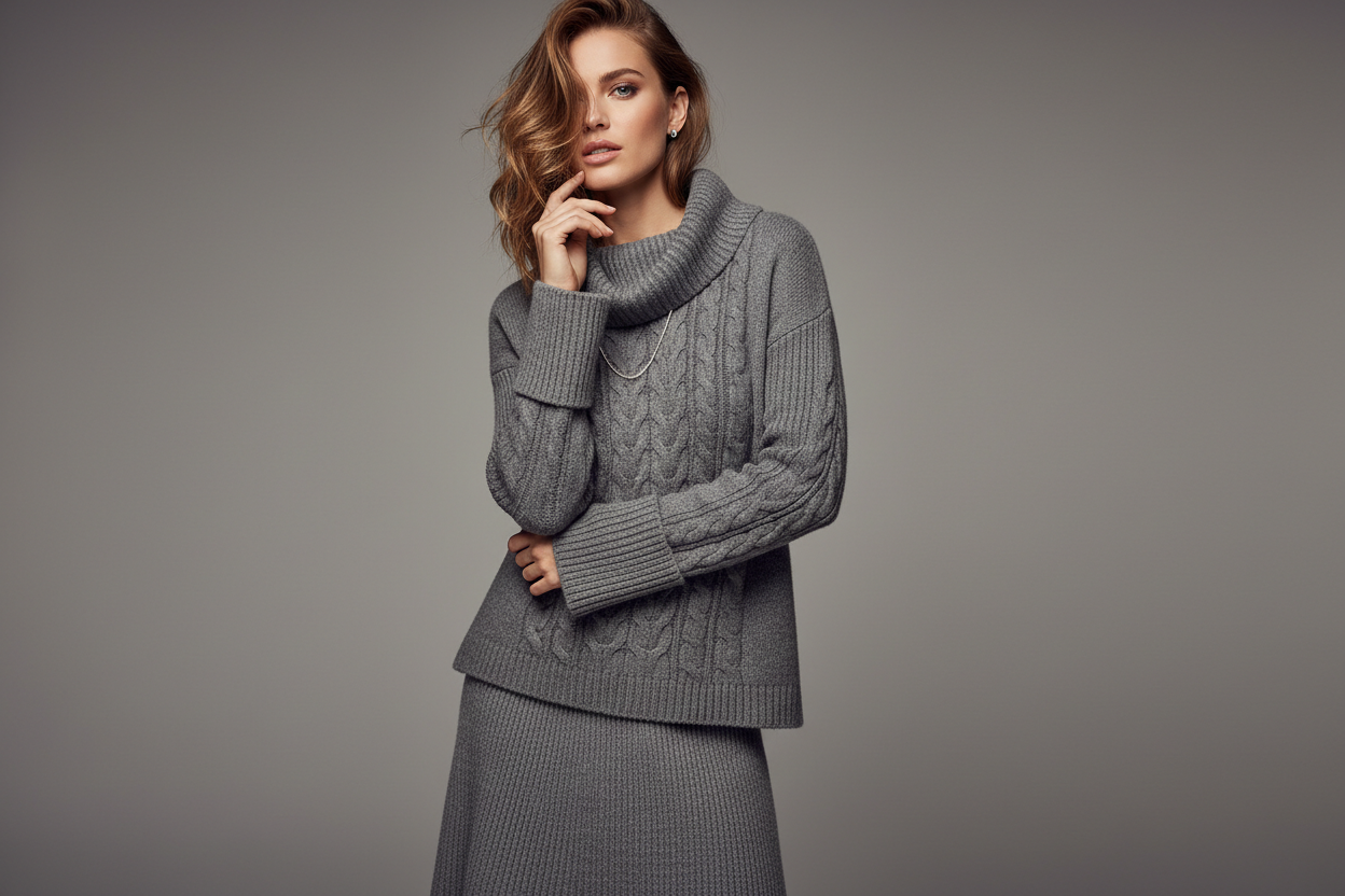 women Knitwear gray color on model