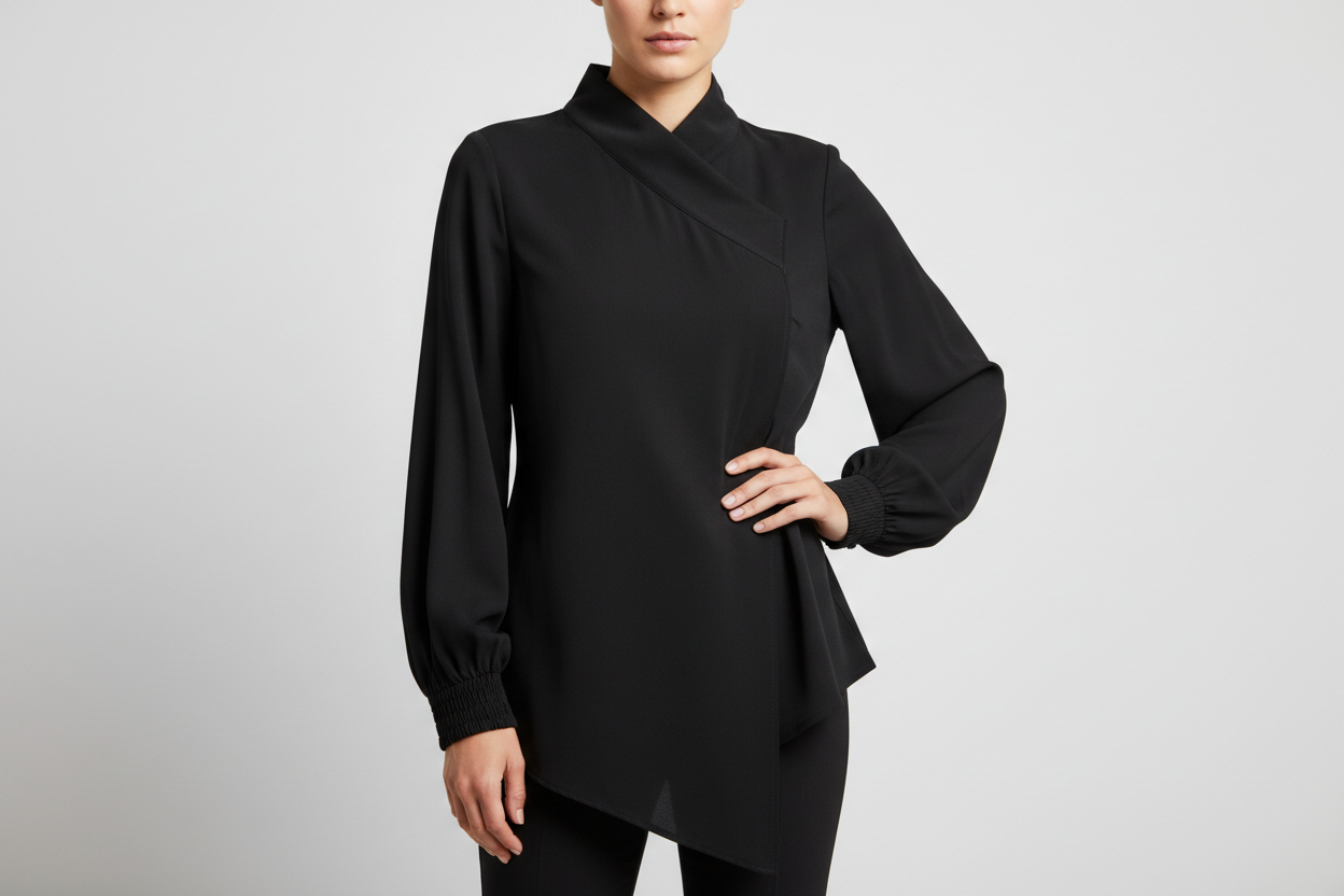 women top blouse black color on model