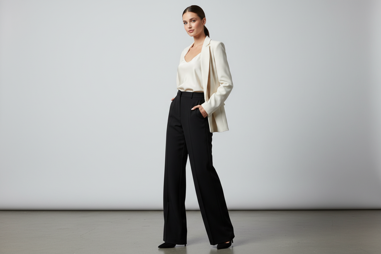women trousers black with model